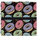 Colorful Donut Seamless Pattern On Black Vector Seat Cushion View4