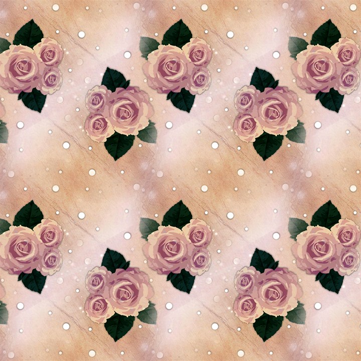 Cream Beige vintage Roses and polka dot