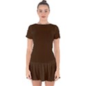 Brunette Brown & White -  Drop Hem Mini Chiffon Dress View1