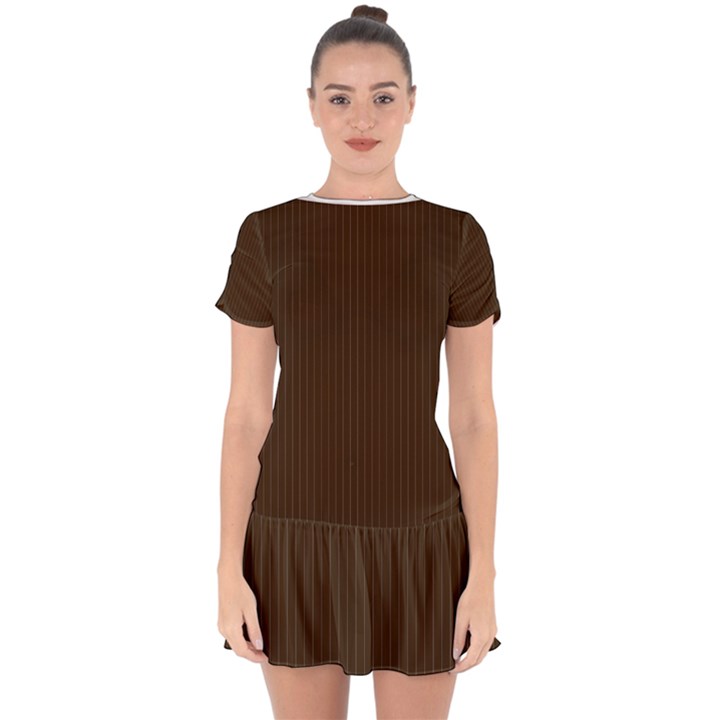 Brunette Brown & White -  Drop Hem Mini Chiffon Dress