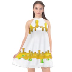 Dripping Paint In Wonderful Colors Halter Neckline Chiffon Dress  by pepitasart