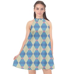 Pattern Texture Chevron Halter Neckline Chiffon Dress  by Dutashop