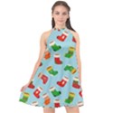 Christmas Socks Halter Neckline Chiffon Dress  View1