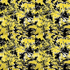 Black, White And Yellow Swirls Fabric by Khoncepts