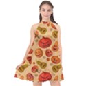 Pumpkin Muzzles Halter Neckline Chiffon Dress  View1