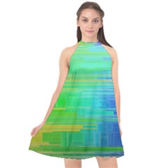 Colors-rainbow-chakras-style Halter Neckline Chiffon Dress  by Jancukart