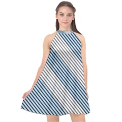 Lines Halter Neckline Chiffon Dress  by nateshop