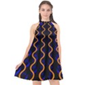 Pattern abstract wwallpaper waves Halter Neckline Chiffon Dress  View1