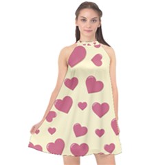 Valentine Flat Love Hearts Design Romantic Halter Neckline Chiffon Dress  by Amaryn4rt