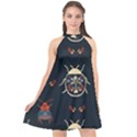 Floral-bugs-seamless-pattern Halter Neckline Chiffon Dress  View1