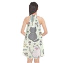 Funny Cartoon Cats Seamless Pattern Halter Neckline Chiffon Dress  View2