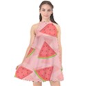 Background Watermelon Pattern Fruit Food Sweet Halter Neckline Chiffon Dress  View1