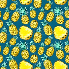 Yellow Navy Pineapple Pattern by GardenOfOphir