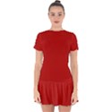 Crimson Red	 - 	Drop Hem Mini Chiffon Dress View1