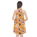 Flower Orange Pattern Floral Halter Neckline Chiffon Dress  View2