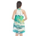 Waves Ocean Sea Tsunami Nautical 90 Halter Neckline Chiffon Dress  View2