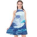 Waves Ocean Sea Tsunami Nautical 7 Halter Neckline Chiffon Dress  View1