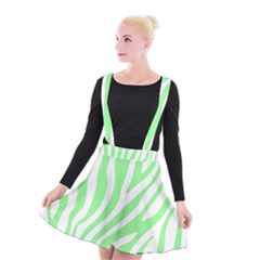 Green Zebra Vibes Animal Print  Suspender Skater Skirt by ConteMonfrey