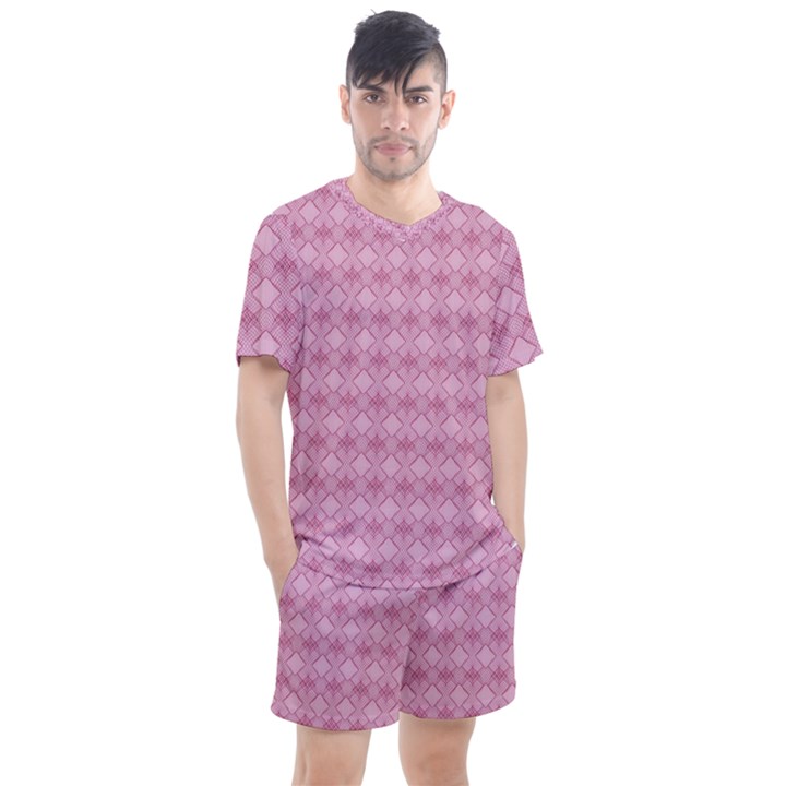 Pattern Print Floral Geometric Men s Mesh Tee and Shorts Set