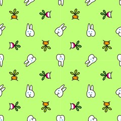 Bunnies And Veggies - Green by idjy