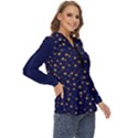 pattern seamless gold stars Zip Up Long Sleeve Blouse View3