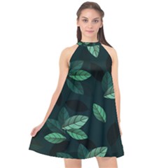 Foliage Halter Neckline Chiffon Dress  by HermanTelo