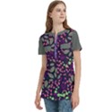 Summer Floral 2 Women s Zip Front V-Neck Short Sleeve Casual Top Pocket Shirt View2