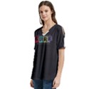 SURF V-Neck Split Shoulder Casual T-Shirt View2