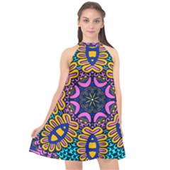 Mandala Fishes   Halter Neckline Chiffon Dress  by ConteMonfrey