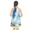 Delicate Watercolor Painting Surreal Oasis Scene With Intense Dramatic Lighting Halter Neckline Chiffon Dress  View2