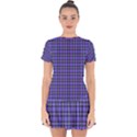 Blue Tartan Plaid 1 Drop Hem Mini Chiffon Dress View1