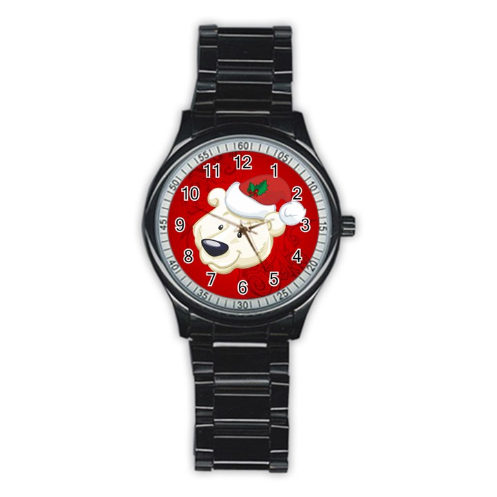 Funny Polar Bear Stainless Steel Round Watches