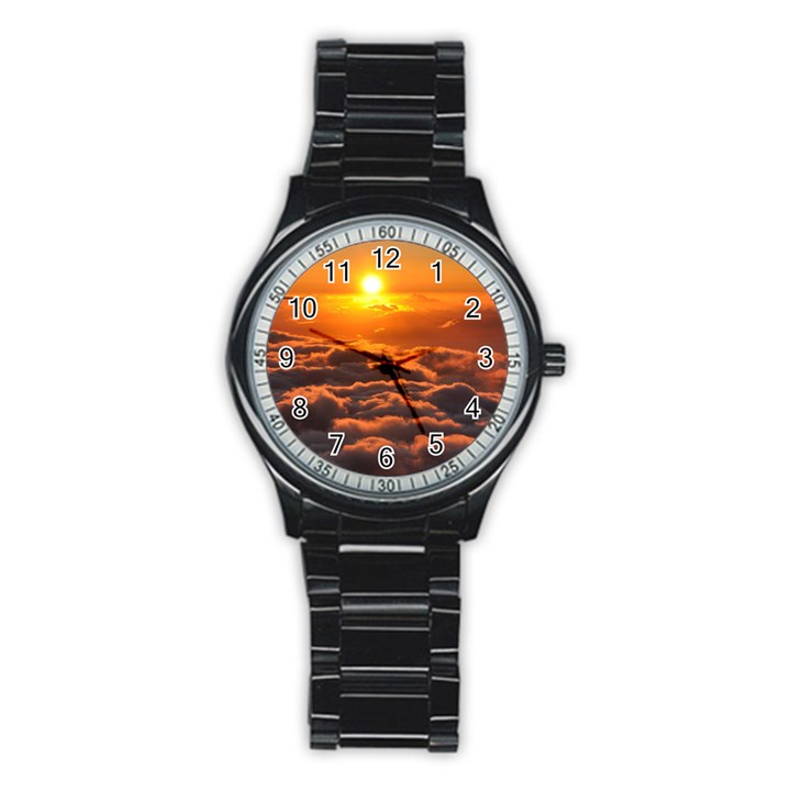 SUNSET OVER CLOUDS Stainless Steel Round Watches