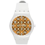 Faux Animal Print Pattern Round Plastic Sport Watch (M) Front