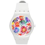 Colorful Succulents Round Plastic Sport Watch (M) Front