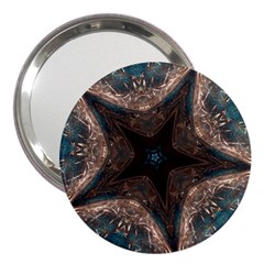 Kaleidoscopic Design Elegant Star Brown Turquoise 3  Handbag Mirrors by yoursparklingshop