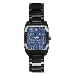 Artsy Blue Checkered Stainless Steel Barrel Watch by SpinnyChairDesigns