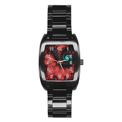 Fractal Spiral Vortex Pattern Art Digital Stainless Steel Barrel Watch by Ravend