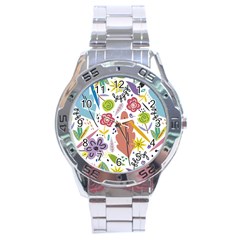 Flowers Spring Background Wallpaper Stainless Steel Analogue Watch by Grandong