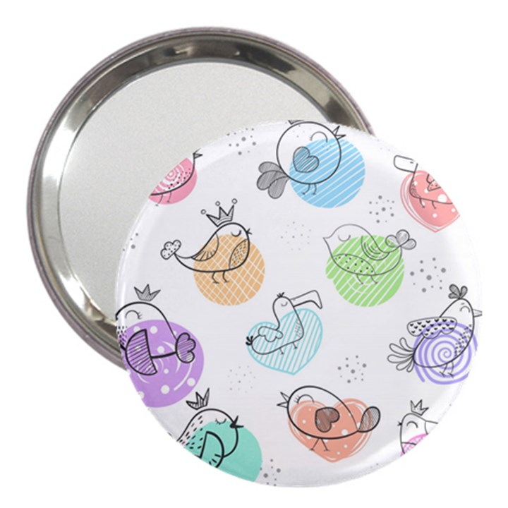 Cartoon Bird Cute Doodle Bird 3  Handbag Mirrors